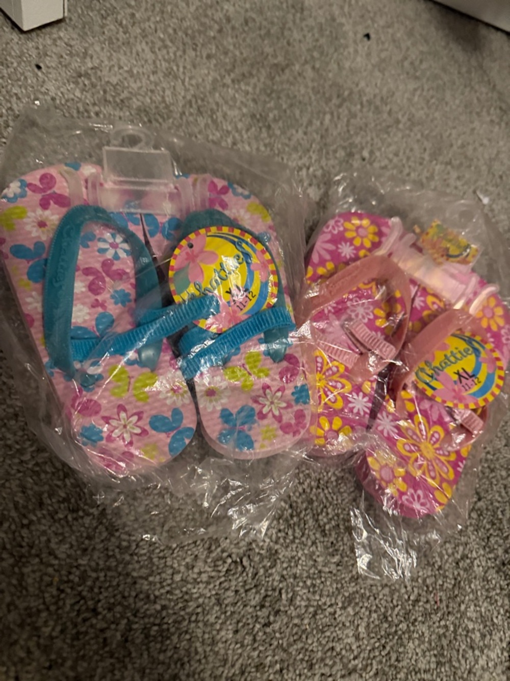 chatties Kids Floral Flip-Flops in Pink & Blue (2 pair)
